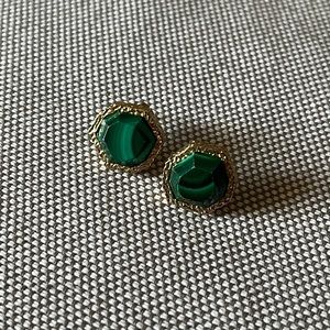 Isharya green and gold stud earrings